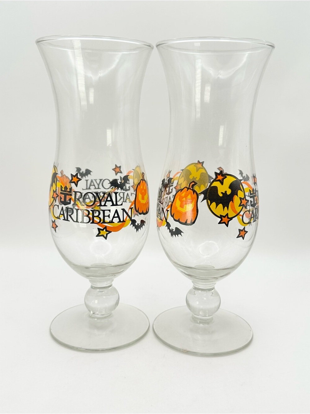 Vintage Royal Caribbean Halloween Daiquiri Hurricane Glasses Set Of 2